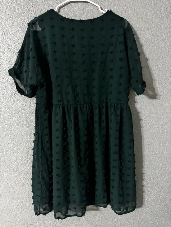 Kirundo Green Swiss Dot Babydoll Dress- Size M - Picture 3 of 4
